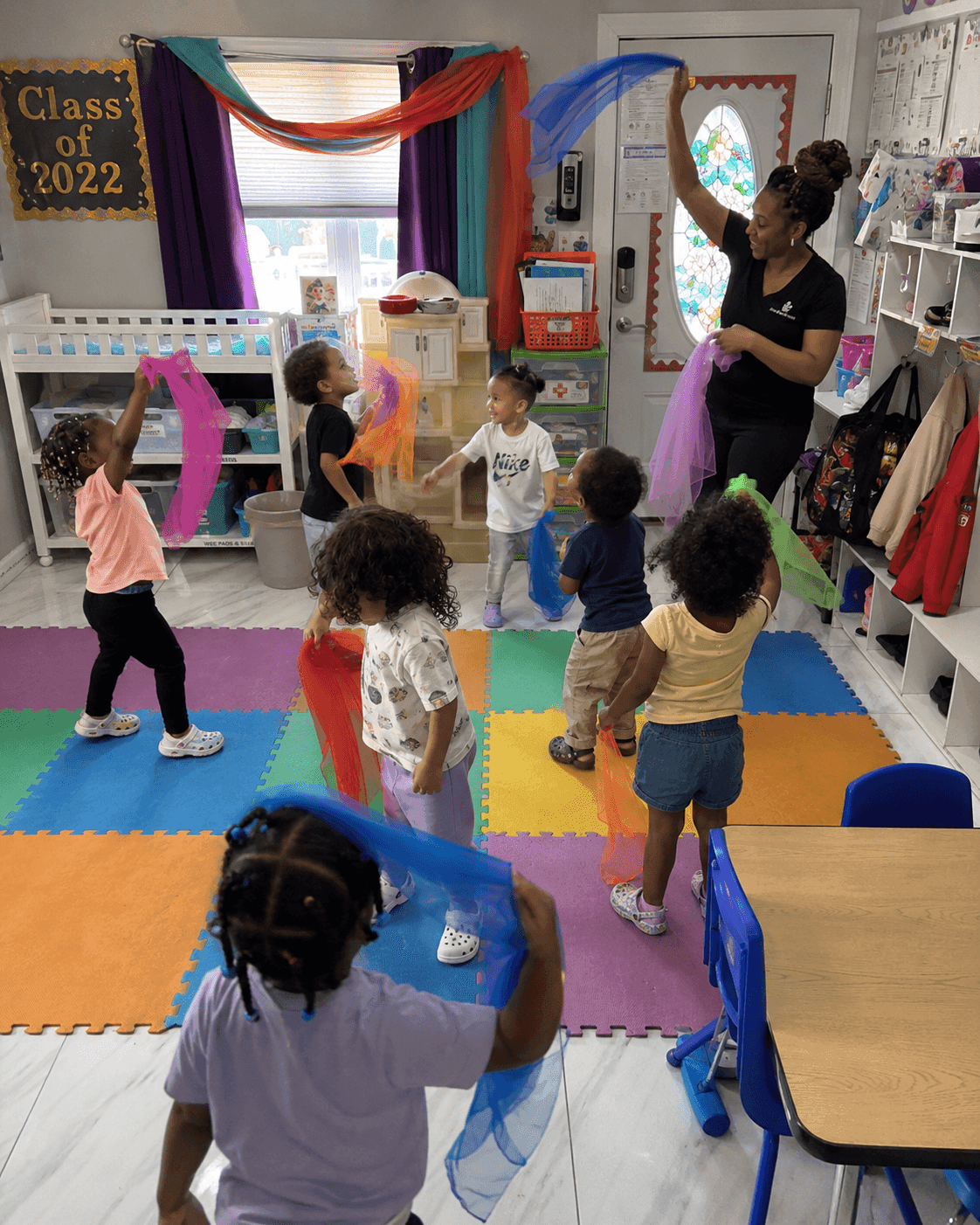 A bright classroom interior at Sunshine's Learning Laboratory
