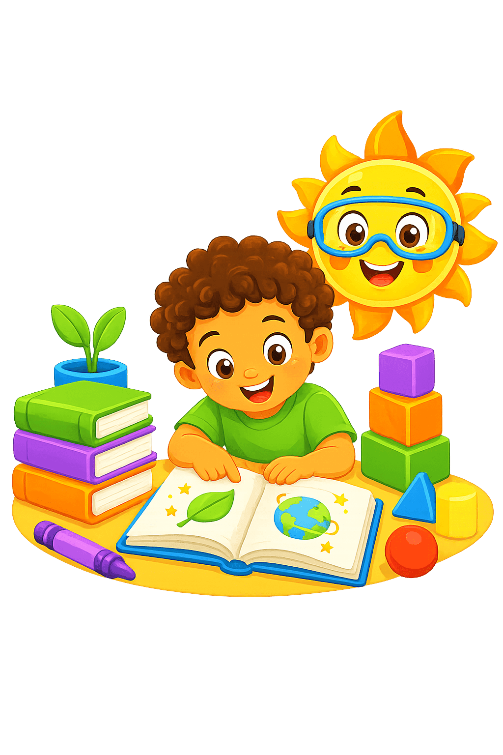 A happy child exploring hands-on enrichment activities at Sunshine's